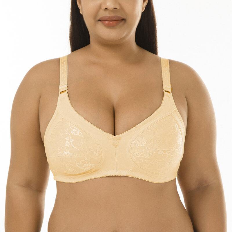 Womens Plus Size Padded Sexy Comfort Lace Jacquard Plain Pattern Push Up Bra - CHALIER