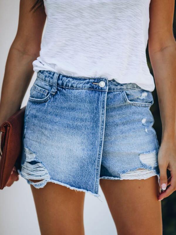 Ladies Light Blue Brushed Casual Pants - CHALIER