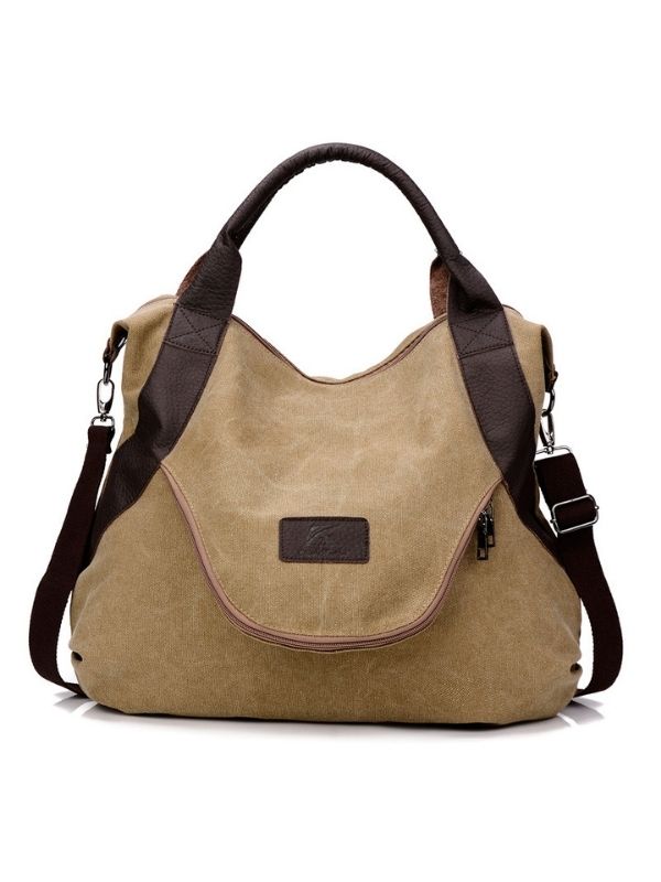 Women Durable Canvas Large Capacity Tote Bag Crossbody Bag
