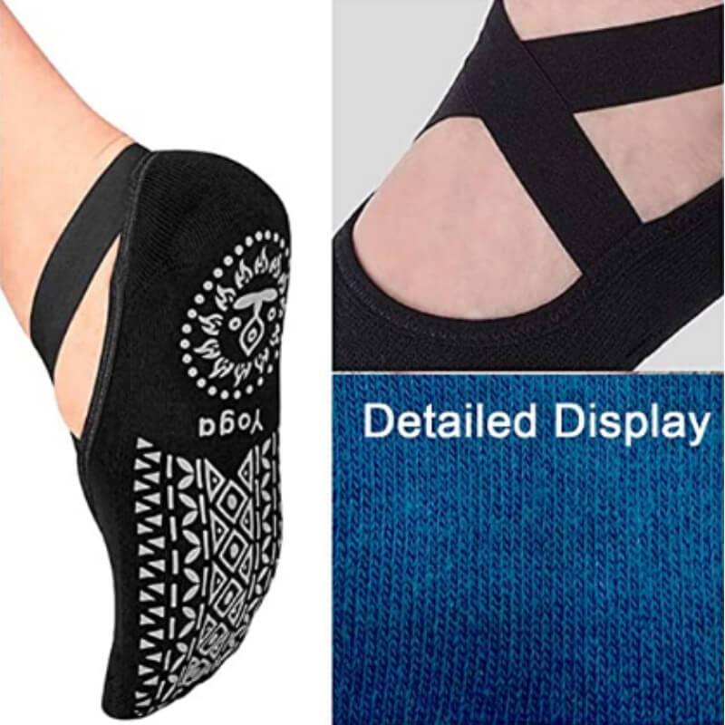 Women Yoga Socks Non Slip Grips Socks with Straps For Hospital, Home Slipper Socks - CHALIER