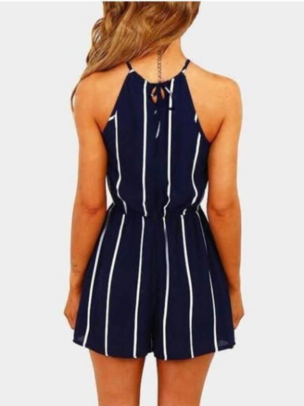 Chalier Vintage Striped Plus Size Sleeveless Casual Jumpsuits - CHALIER