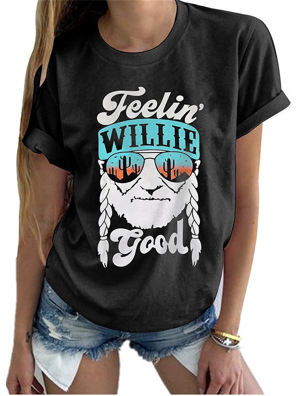 Women Summer Portrait Letter Printed T-shirt