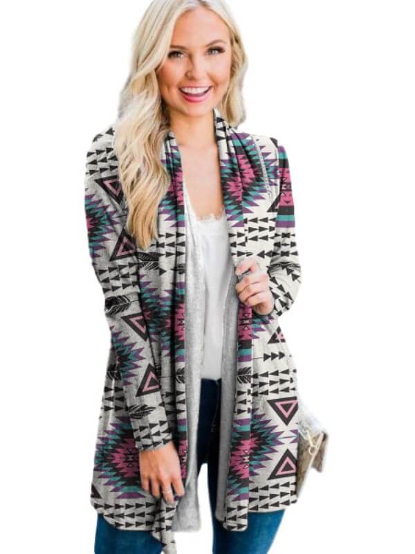 Women Geometric Printed Knitted Cardigan