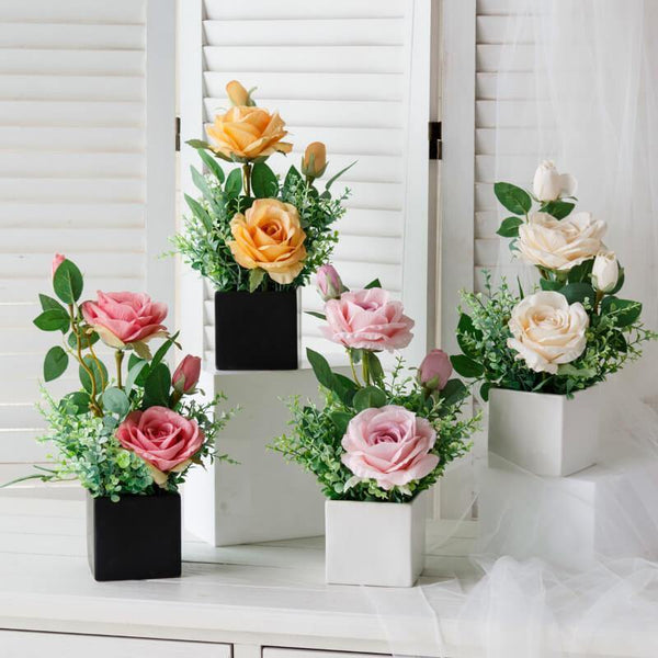 Artificial Flower Potted Fake Flower Combos For Living&Room Table Setting Decoration - CHALIER
