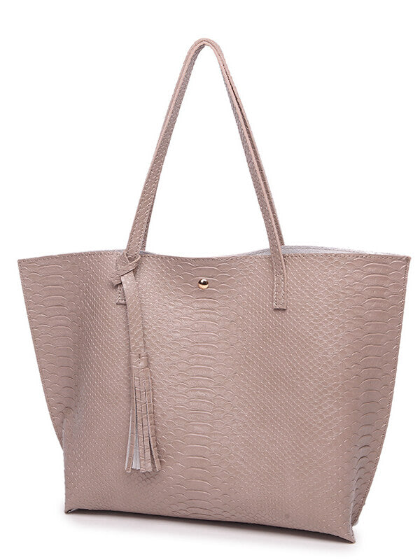 Women Solid Large Capacity Shoulder Handbag