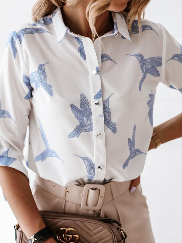 Ladies Long Sleeve Animal Printed Blouses - CHALIER