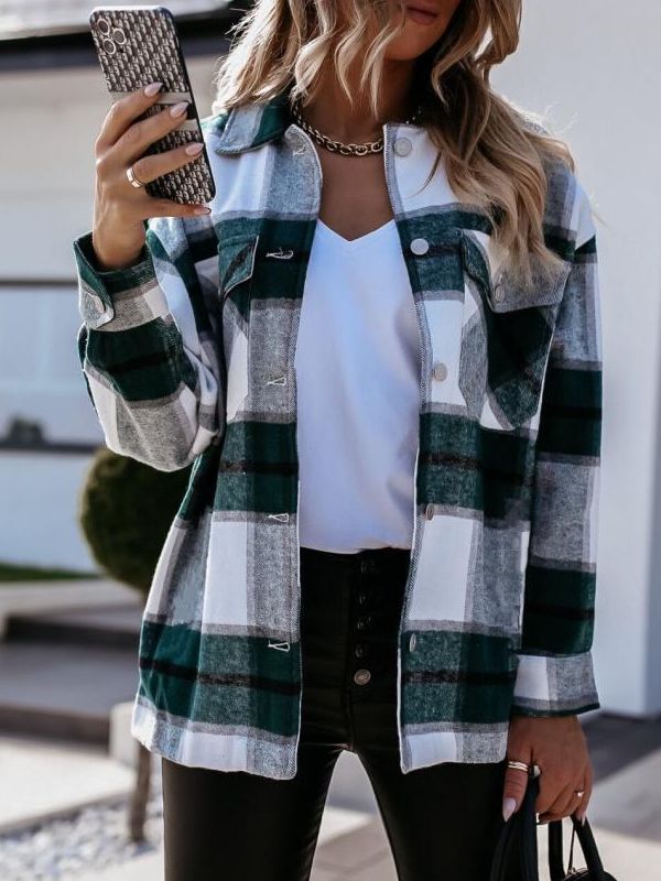 Women's Fashion Outwear Check Pattern Jacket