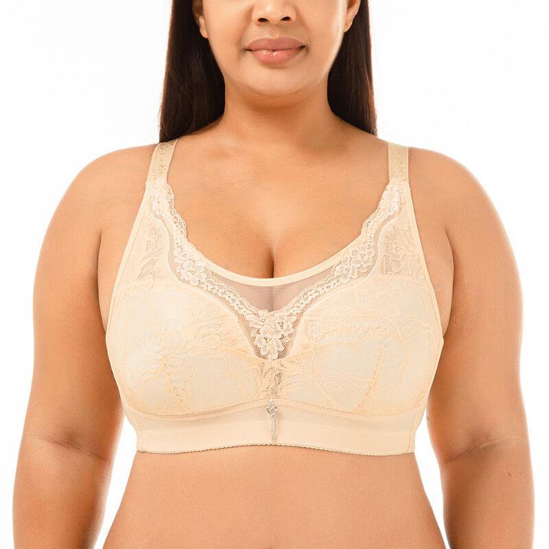 Women Plus Size Lace Push Up Full Coverage Bra - CHALIER