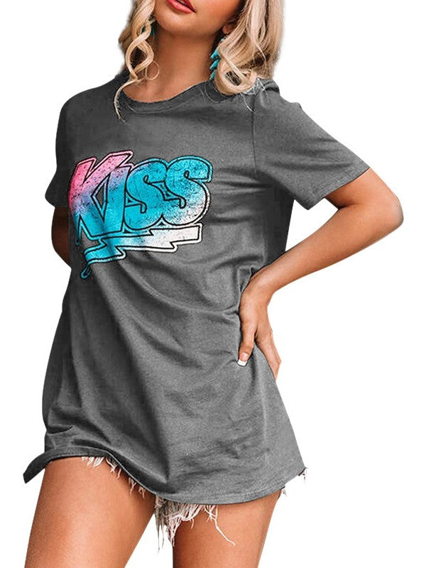 Women Letter Printed Short Sleeve T-Shirt