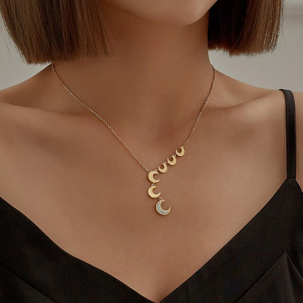 Female Design Necklaces Women Gold Moon Choker Jewelry