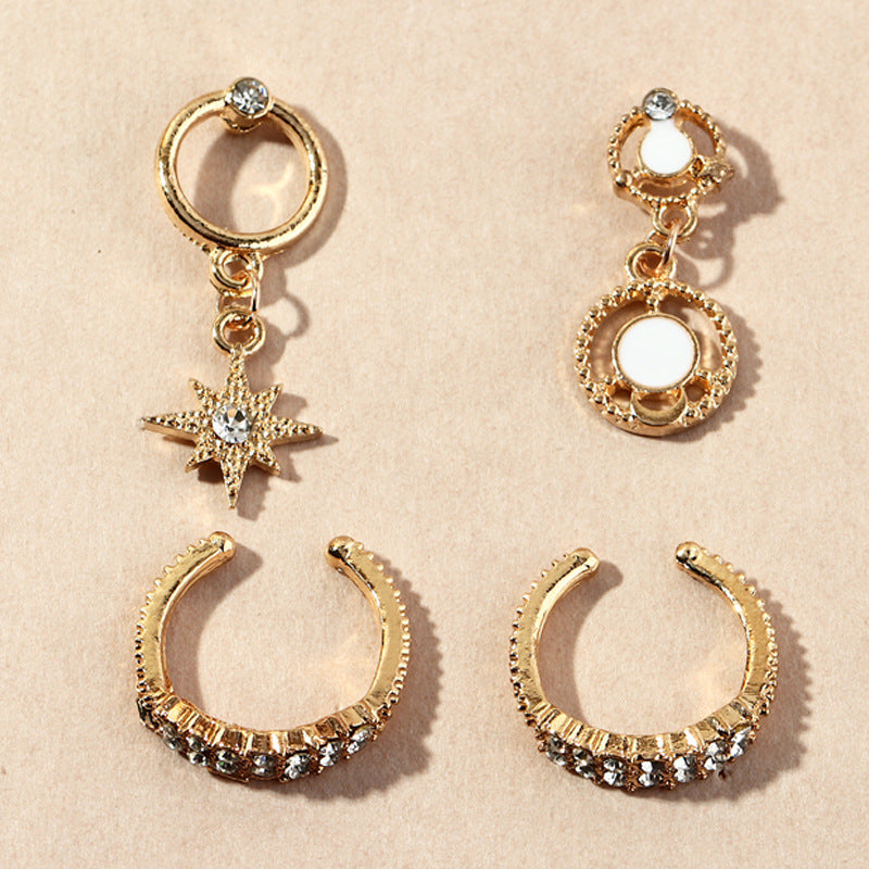 Female Design 4PCS Hoops Women Gold Earrings