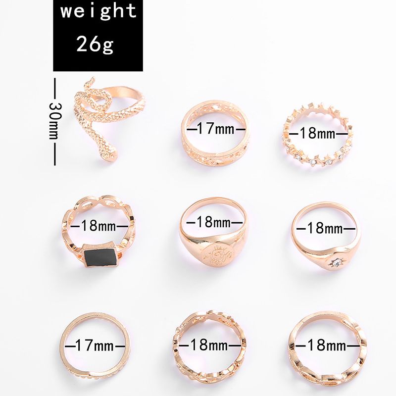 Female Fashionable Rings Woman Design Snack Gold Jewelry Set