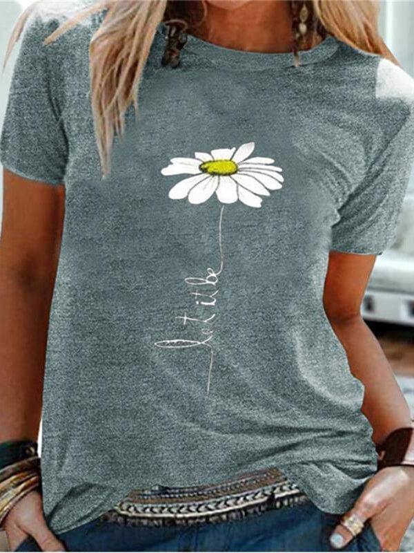 Women Casual Cotton-Blend Floral T-Shirt - CHALIER