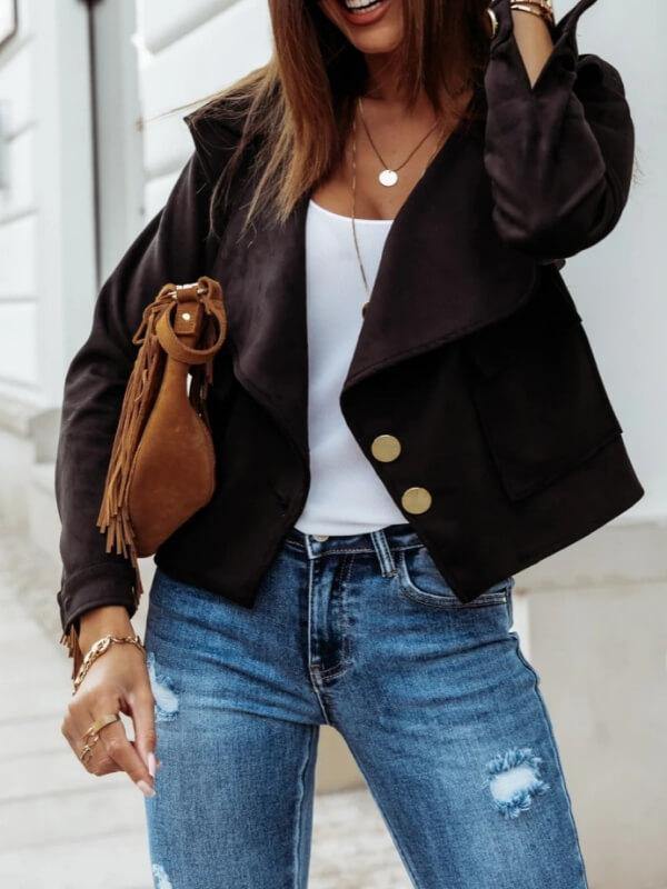 Women Vintage Long Sleeve Outerwear - CHALIER