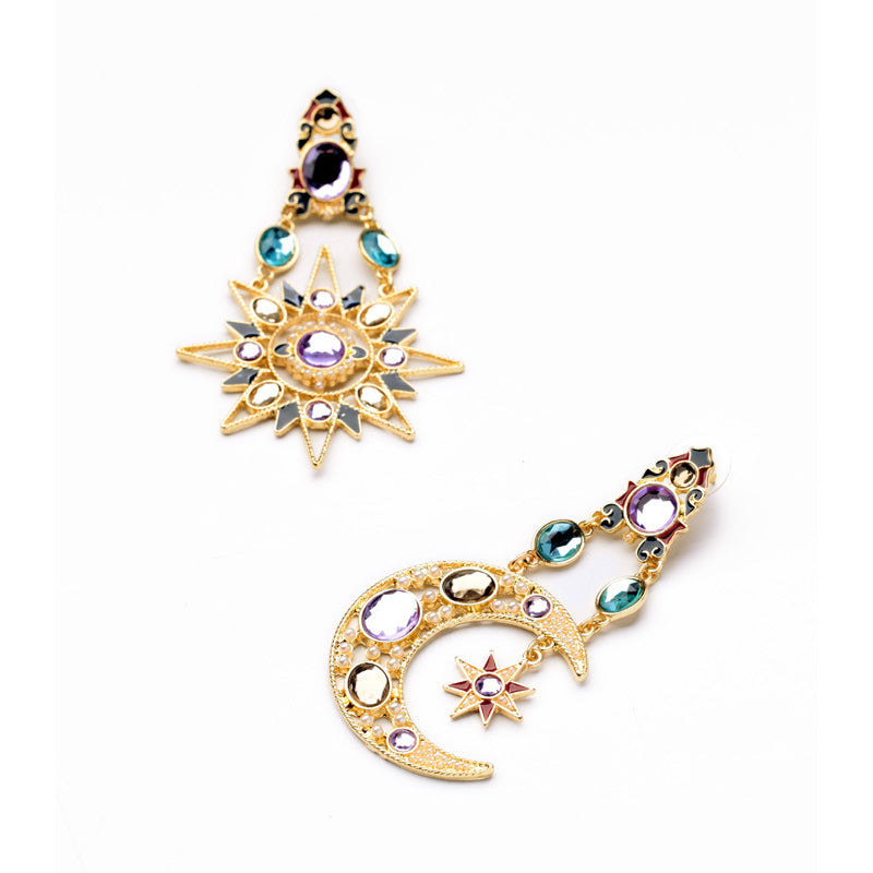 Female Fashionable Earrings Women Moon Hoops Drop Earrings