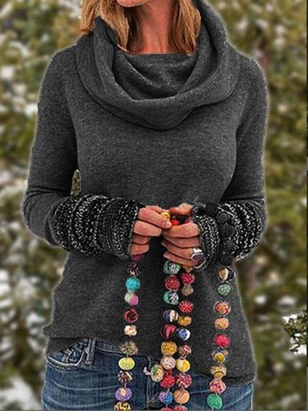 Women Cowl Neck Sleeve Printed Plus Size Shirt - CHALIER