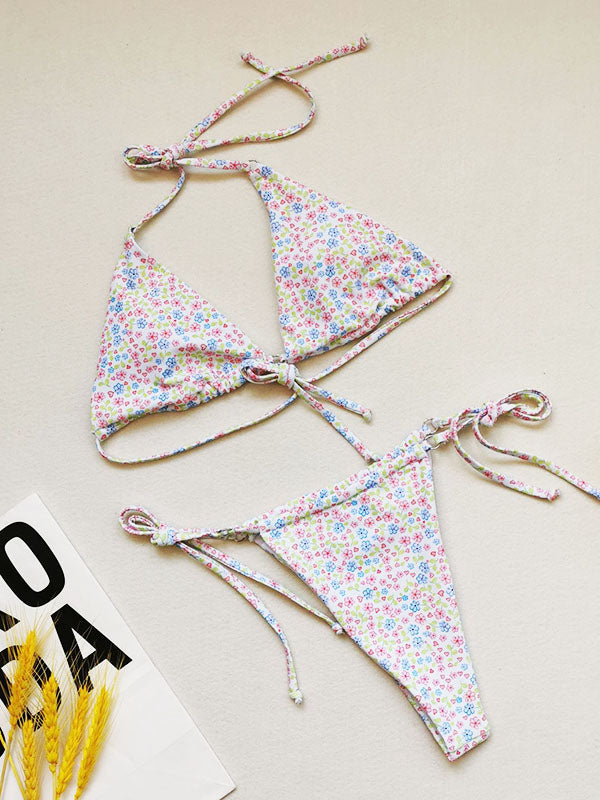 Sexy Bikini Soft Triangle Cup Drawstring Two-Piece Swimsuits