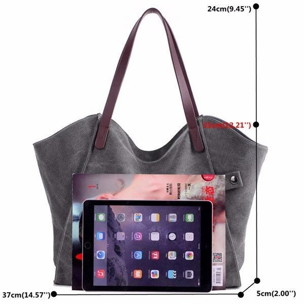 Durable Canvas Handbag Casual Large Capacity Shoulder Bag