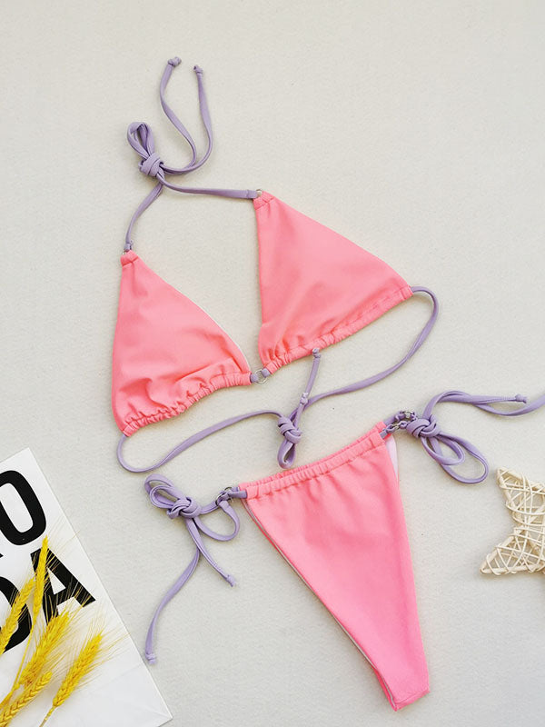 Sexy Bikini Soft Triangle Cup Drawstring Two-Piece Swimsuits