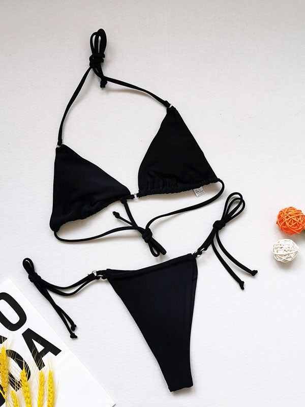 Sexy Bikini Soft Triangle Cup Drawstring Two-Piece Swimsuits