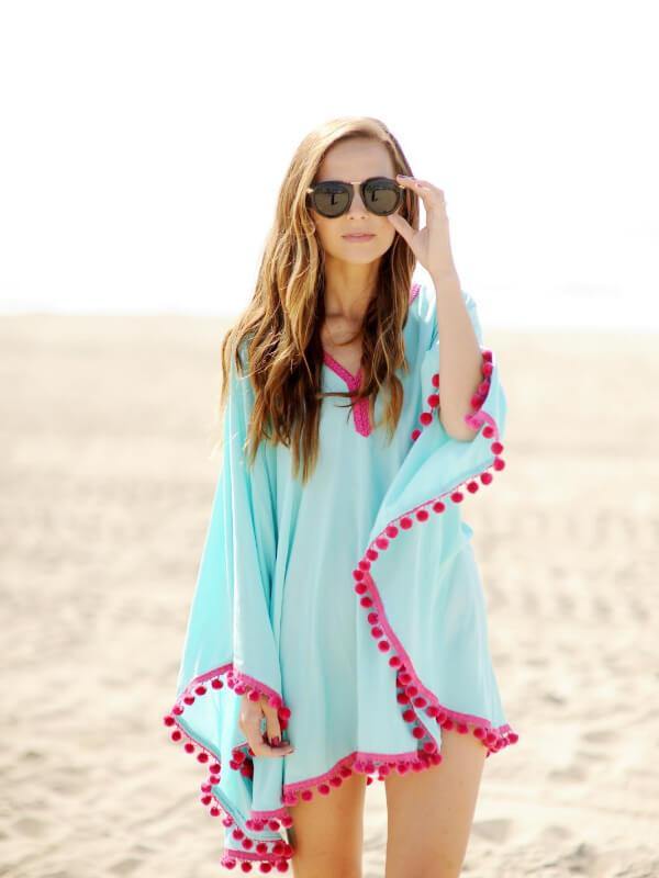Summer Beach Vacation Solid Casual Chiffon Blouse - CHALIER