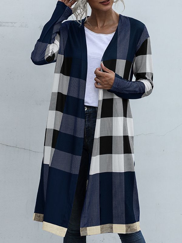 Women's Fashion Outwear Check Pattern Coat