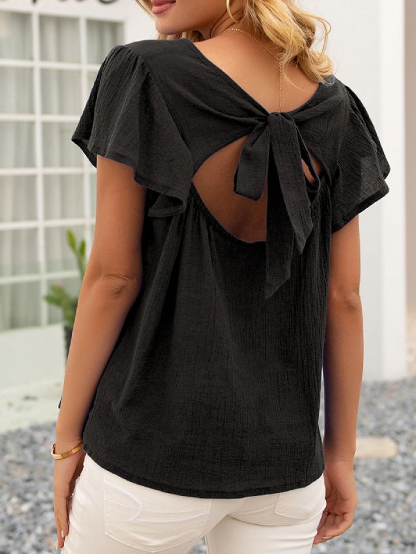 Women's Fashion Top Casual Bowknot Hot Shirt