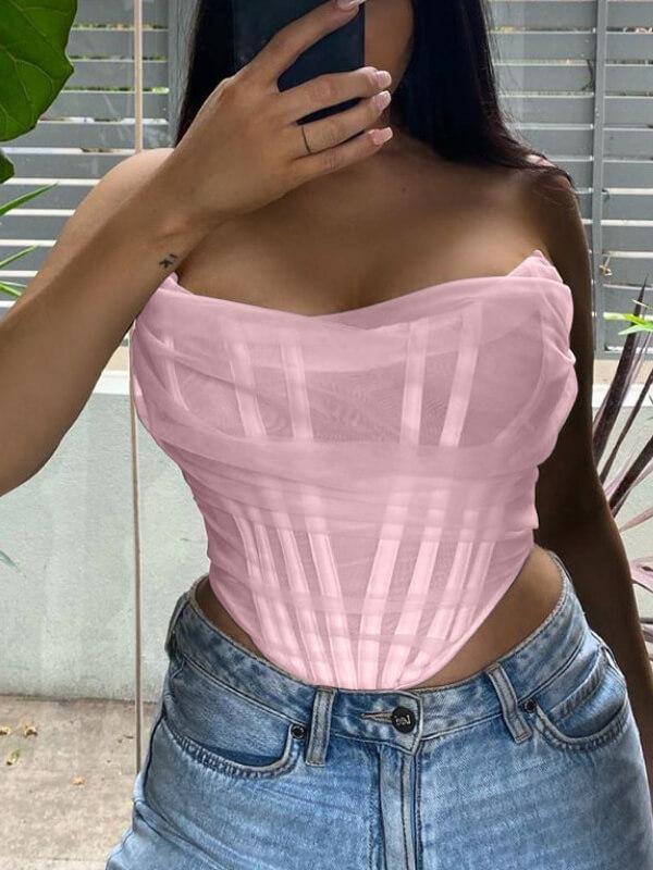 Ladies Herringbone Yarn Corset Vest - CHALIER