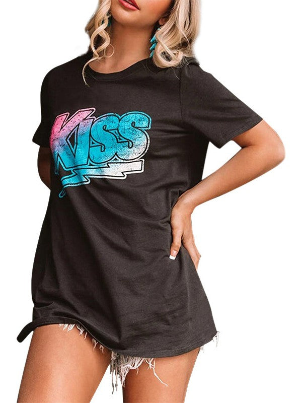 Women Letter Printed Short Sleeve T-Shirt