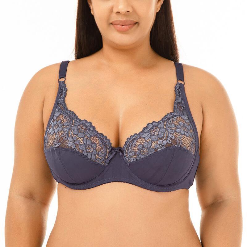 Women Plus Size Floral Lace Push Up Breathable Full Coverage Bra - CHALIER