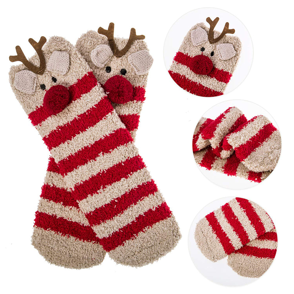Womens Fuzzy Christmas Socks Winter Soft Slipper Cozy Fluffy Socks Gifts 6 Pairs