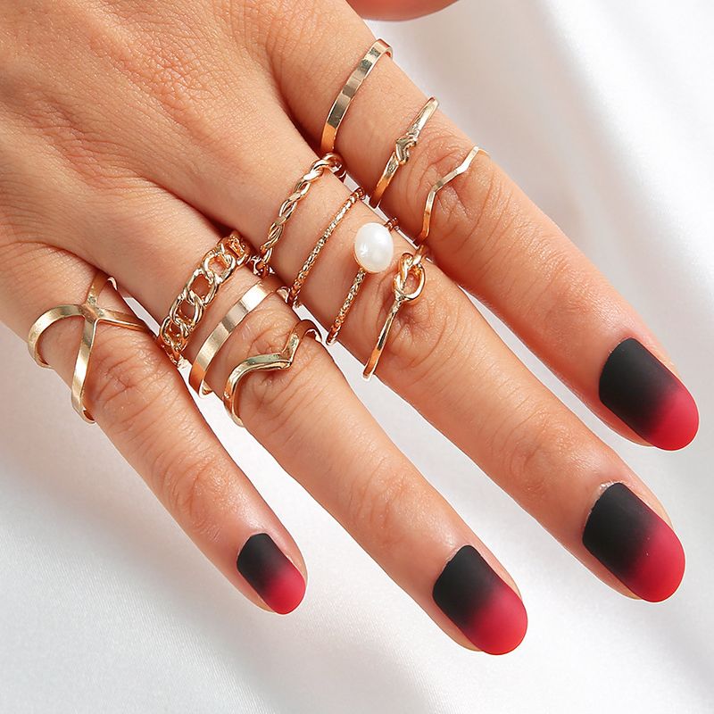 Female Fashionable Rings Woman Design Simple Gold Jewelry Set