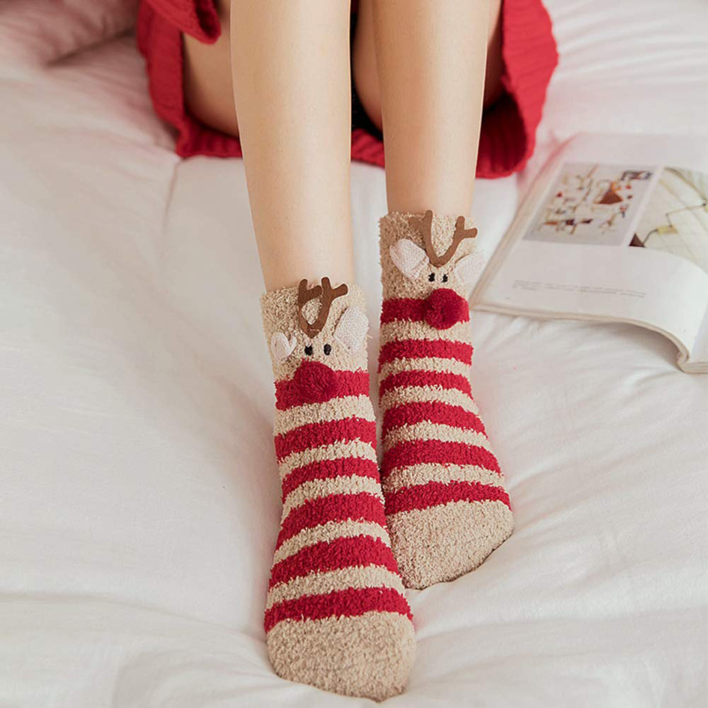 Womens Fuzzy Christmas Socks Winter Soft Slipper Cozy Fluffy Socks Gifts 6 Pairs