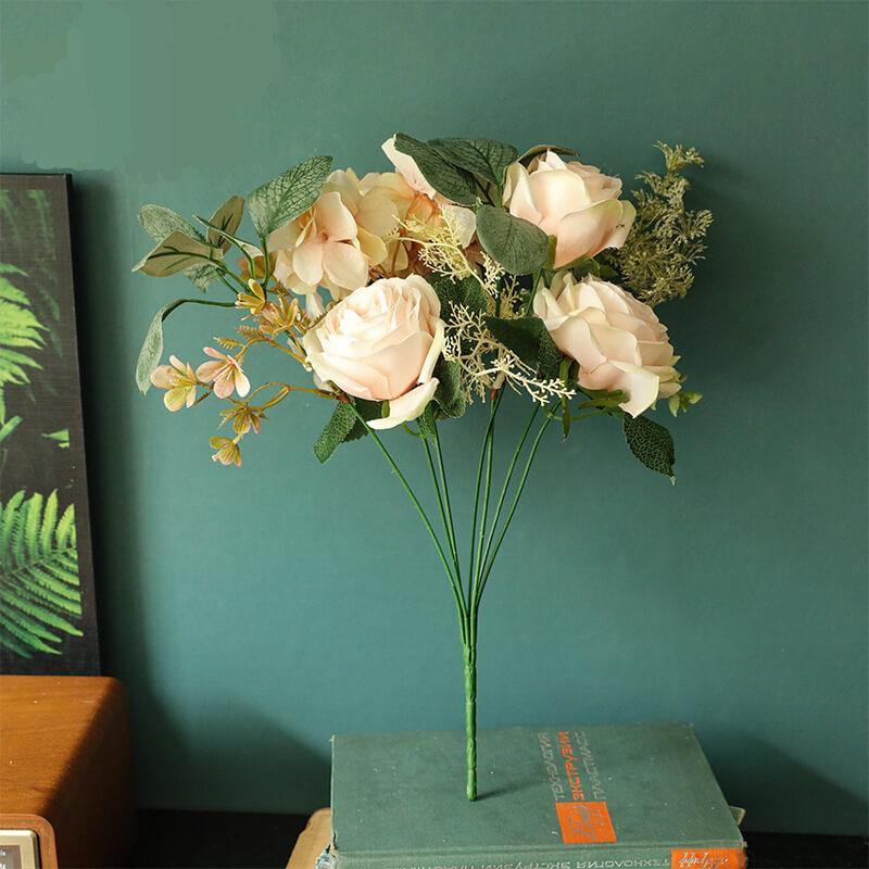 Artificial Flowers Bouquet Vintage Fake Silk Flowers Real looking Home&Wedding Decoration - CHALIER