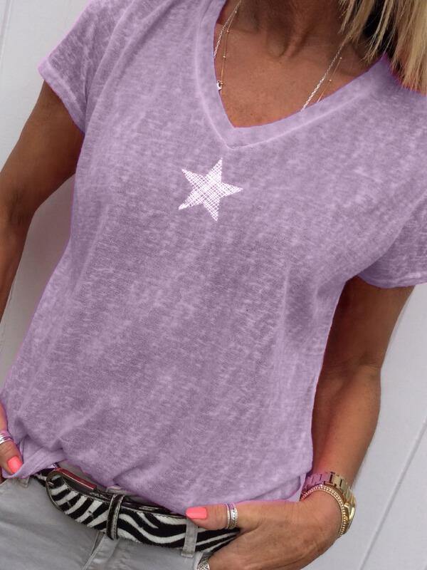 Women Plus Size Casual Short Sleeve T-Shirt - CHALIER