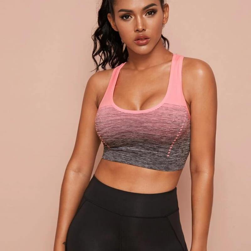 Women Medium Support Two Tone Racer Back Jockey Sports Yoga Padded Bra - CHALIER