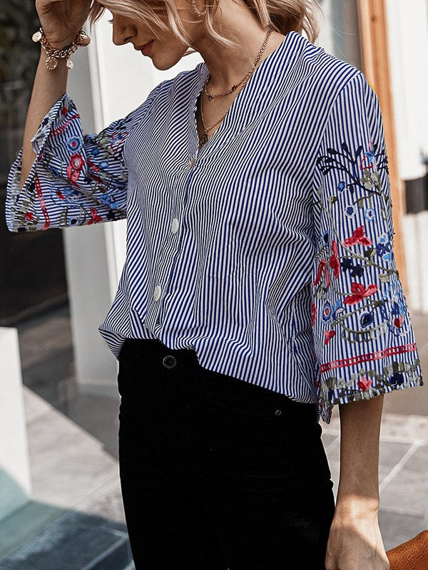 Women's Fashion Top Casual Embroidery Design Shirt