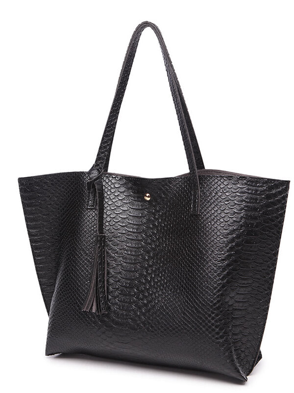 Women Solid Large Capacity Shoulder Handbag