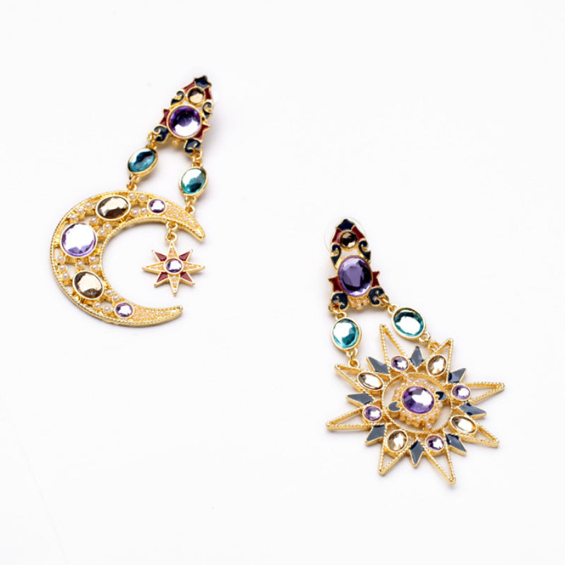 Female Fashionable Earrings Women Moon Hoops Drop Earrings