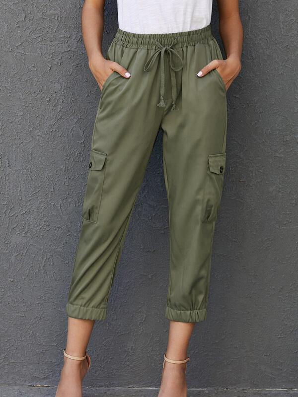 Chalier Sky Blue Drawstring Cargo Pocketed Joggers - CHALIER