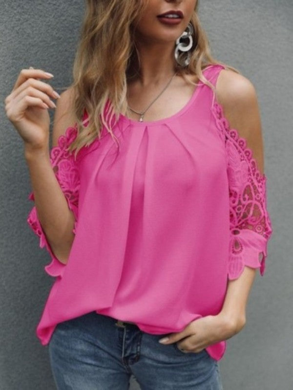 Women Cold Shoulder Cutout Casual Tee
