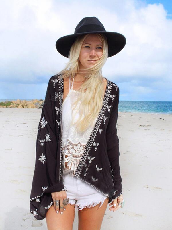 Womens Summer Long Sleeve Chiffon Cardigan - CHALIER