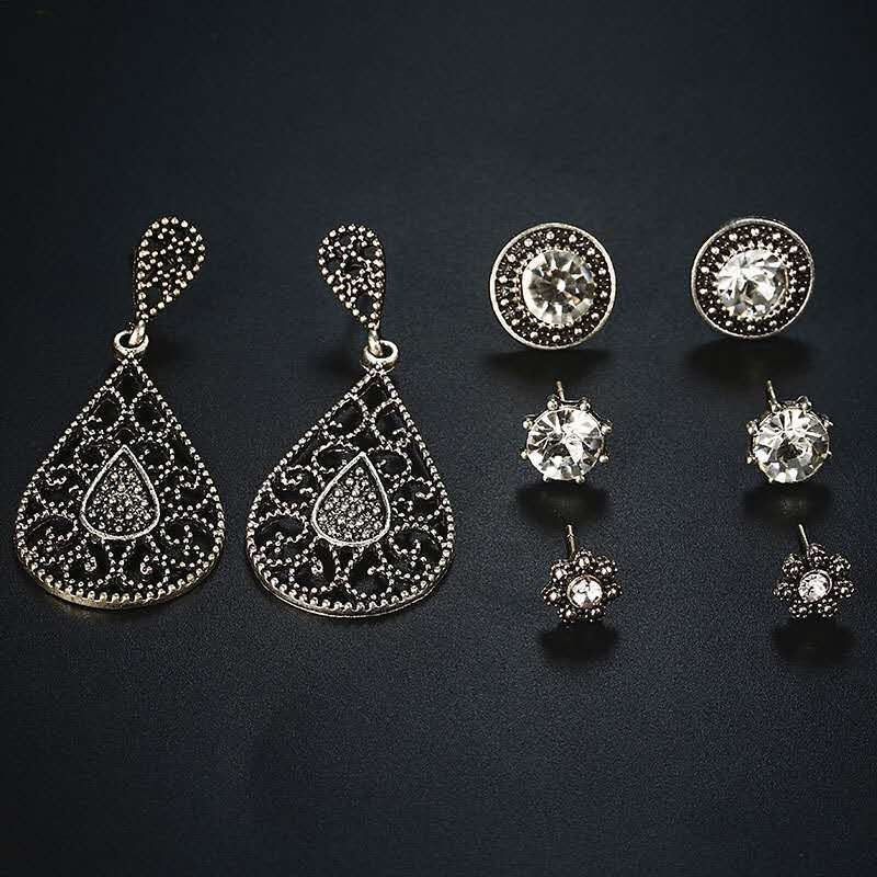 Female Bohemian Earrings Women Sliver Drop Earrings Set