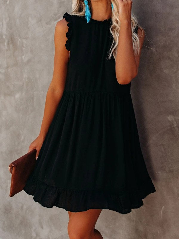 Women's Fashion Dress Falbala Sleeves Dress