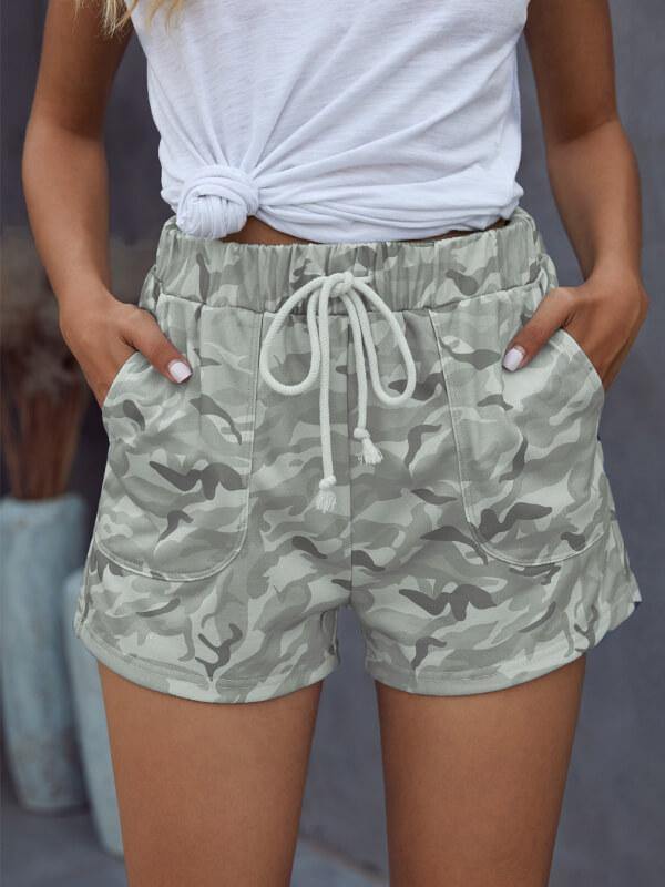 Women Summer Casual Camouflage Printed Shift Shorts - CHALIER
