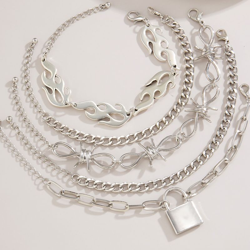 Female Fashionable Bracelets Woman Silver Cool Jewelry Set