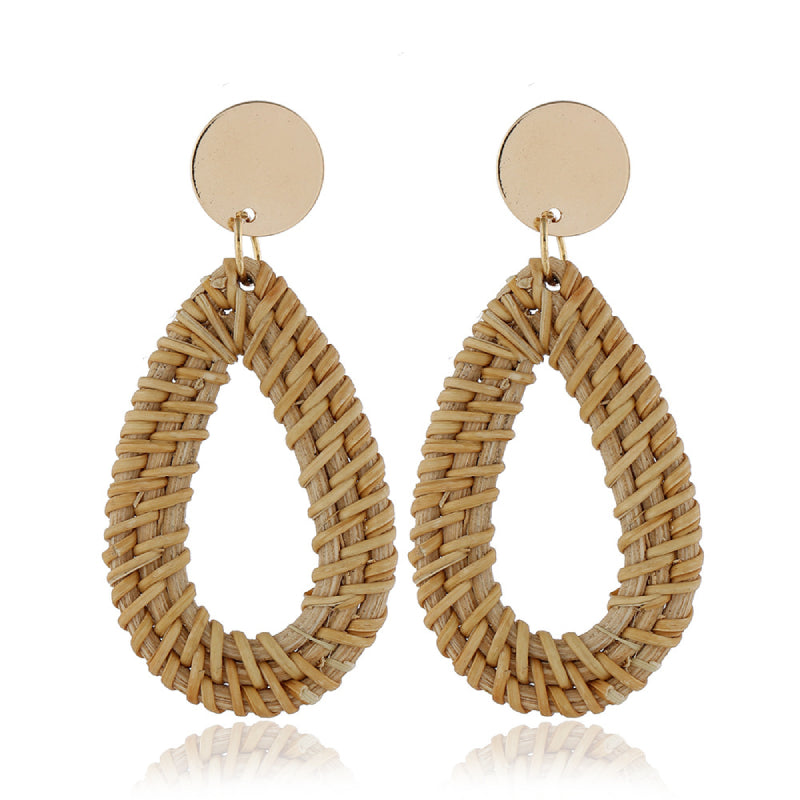 Female Bohemian Earrings Women Knitted Drop Hoops Earrings
