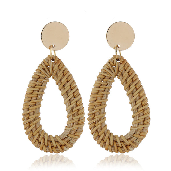 Female Bohemian Earrings Women Knitted Drop Hoops Earrings