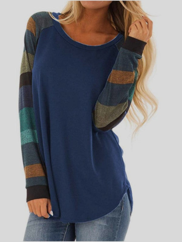 Women Color Block Casual Long Sleeve T-Shirt