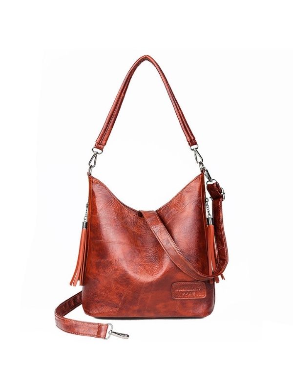 Women's Handbag Tassel Pendant Vintage Soft Stitching Leather One-shoulder Messenger Bag